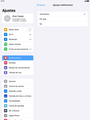 Pulsa el ajuste deseado.
