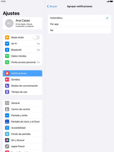 Pulsa el ajuste deseado.