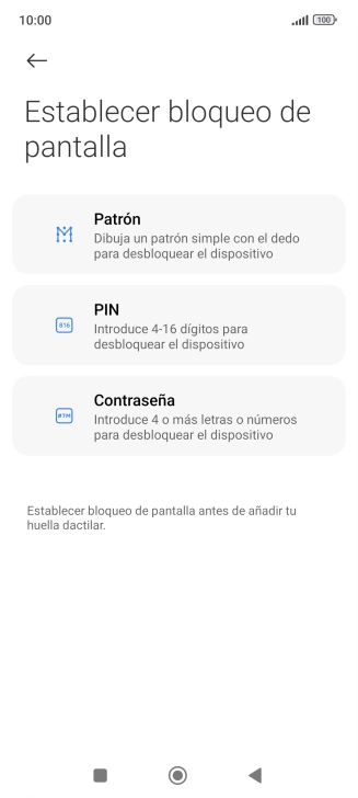 Pulsa el código de seguridad deseado.