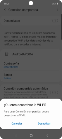 Si la función de wifi está activada, pulsa Desactivar.