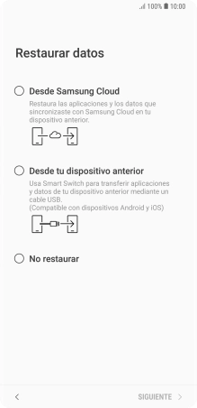 Puedes transferir el contenido de otro teléfono cuando activas tu teléfono por primera vez y cuando lo has restablecido. Cuando aparezca en la pantalla del teléfono esta imagen, ya está listo para la transmisión del contenido del otro teléfono.