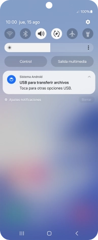Pulsa Toca para otras opciones USB..