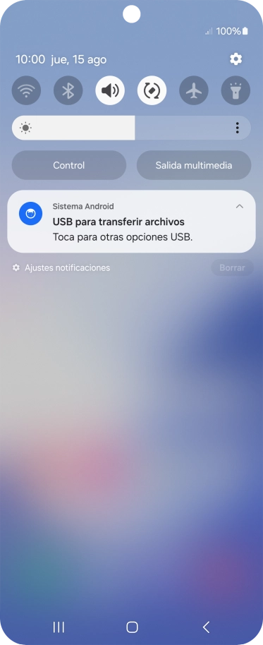 Pulsa Toca para otras opciones USB..