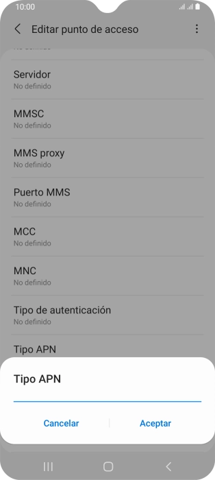 Introduce default y pulsa Aceptar.