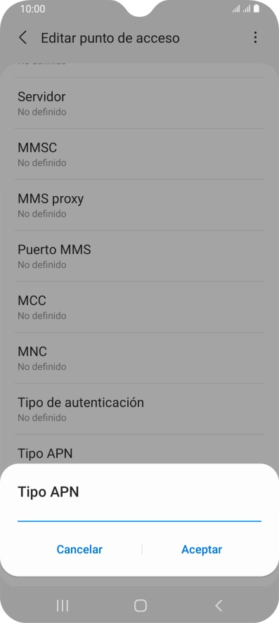 Introduce default y pulsa Aceptar.