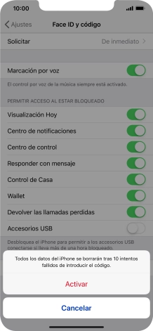 Si activas la función, pulsa Activar.