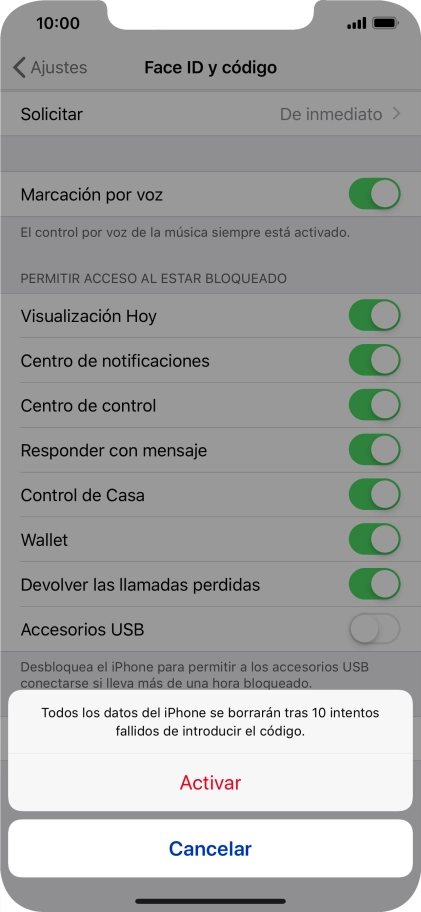 Si activas la función, pulsa Activar.