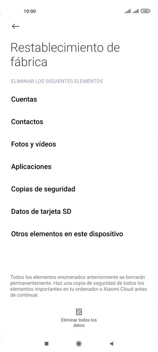 Pulsa Eliminar todos los datos.