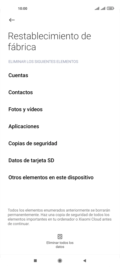 Pulsa Eliminar todos los datos.