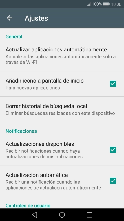 Pulsa Actualizar aplicaciones automáticamente.