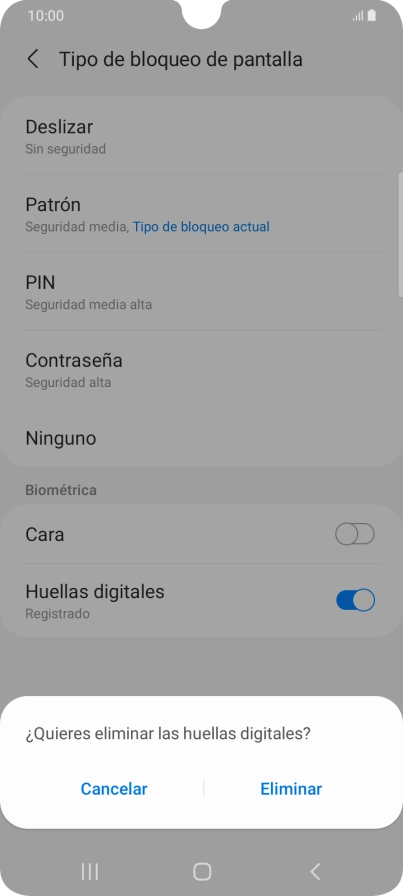 Pulsa Eliminar.