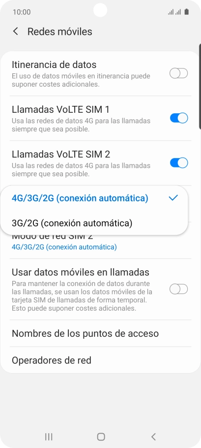 Pulsa el tipo de red deseado.