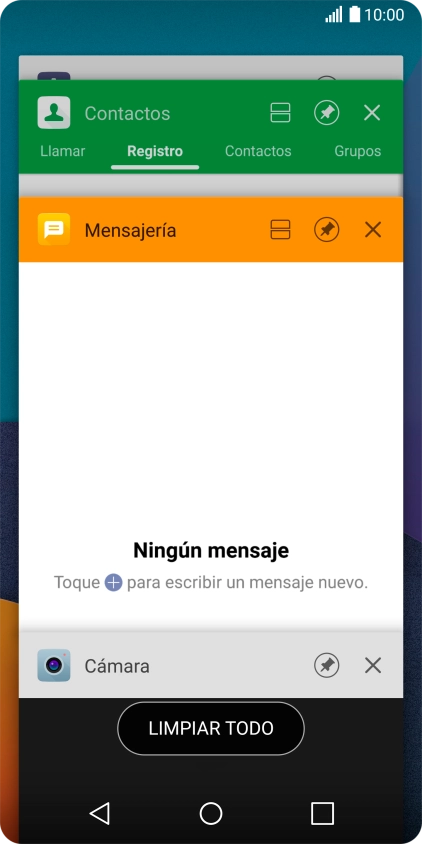 Para cerrar una sola aplicación en ejecución, desliza el dedo hacia la derecha sobre la aplicación deseada.