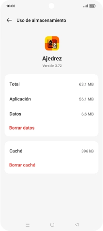 Pulsa Borrar caché.