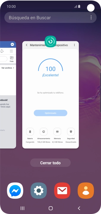 Para cerrar una sola aplicación en ejecución, desliza el dedo hacia la derecha sobre la aplicación deseada.