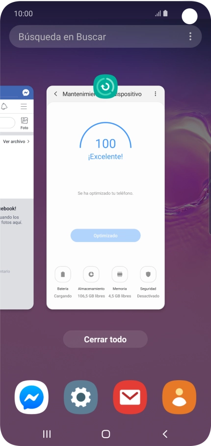 Para cerrar una sola aplicación en ejecución, desliza el dedo hacia la derecha sobre la aplicación deseada.