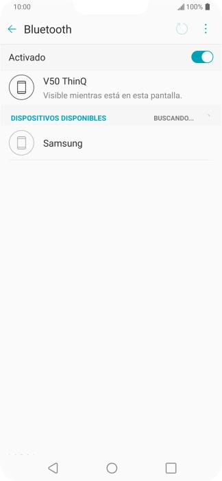 Pulsa el dispositivo Bluetooth deseado y sigue las indicaciones de la pantalla para vincular el dispositivo al teléfono.