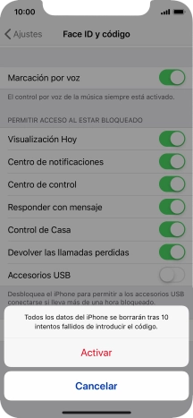 Si activas la función, pulsa Activar.