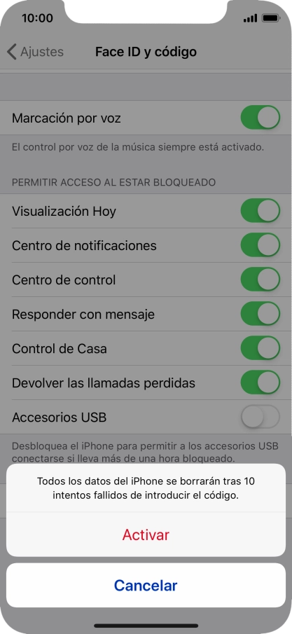 Si activas la función, pulsa Activar.