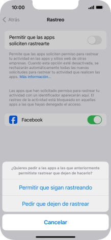 Si desactivas la función, pulsa el ajuste deseado.