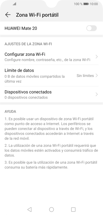 Pulsa Configurar zona Wi-Fi.