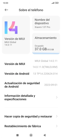 Pulsa Versión de MIUI. Si hay una versión de software nueva disponible, aparecerá ahora en la pantalla. Sigue las indicaciones de la pantalla para actualizar el software del teléfono.