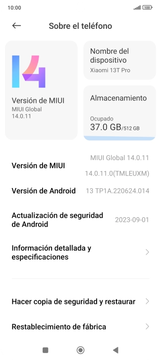 Pulsa Versión de MIUI. Si hay una versión de software nueva disponible, aparecerá ahora en la pantalla. Sigue las indicaciones de la pantalla para actualizar el software del teléfono.