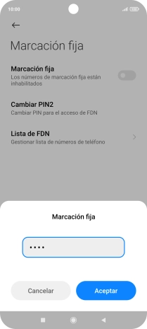 Introduce el código PIN2 y pulsa Aceptar.