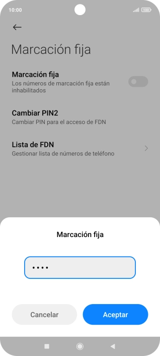 Introduce el código PIN2 y pulsa Aceptar.