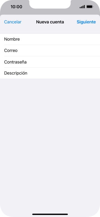 Pulsa Descripción e introduce el nombre de la cuenta de correo electrónico.