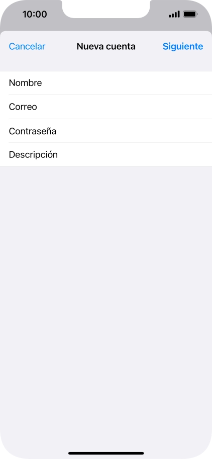 Pulsa Descripción e introduce el nombre de la cuenta de correo electrónico.