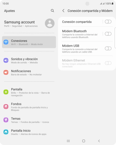 Pulsa Conexión compartida.