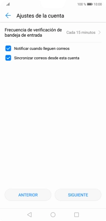 Pulsa Frecuencia de verificación de bandeja de entrada.