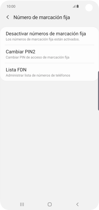 Pulsa Desactivar números de marcación fija.