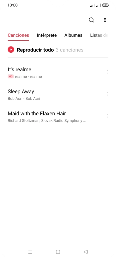 Pulsa una categoría y desplázate al archivo de música deseado.