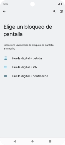 Pulsa el código de seguridad deseado y sigue las indicaciones de la pantalla para crear un código de seguridad del teléfono adicional.