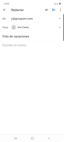 Pulsa en el campo de escritura  y escribe el texto del correo electrónico.