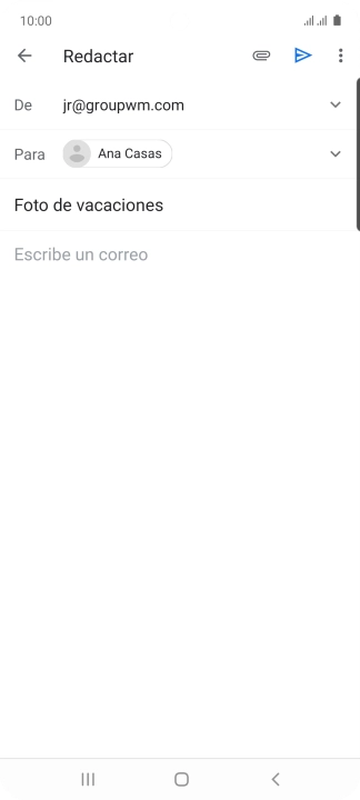 Pulsa en el campo de escritura  y escribe el texto del correo electrónico.