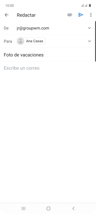 Pulsa en el campo de escritura  y escribe el texto del correo electrónico.