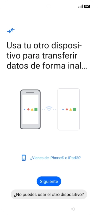 Sigue las indicaciones de la pantalla para transferir contenido desde otro teléfono.