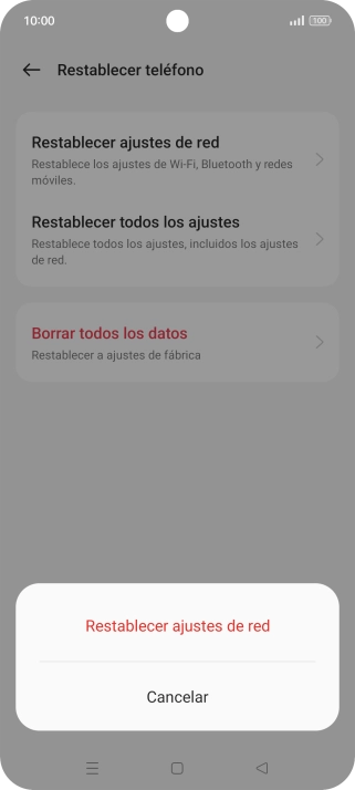 Pulsa Restablecer ajustes de red.