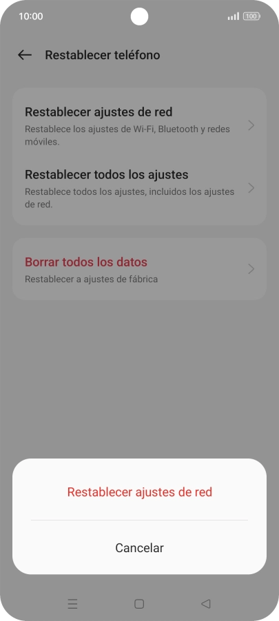 Pulsa Restablecer ajustes de red.