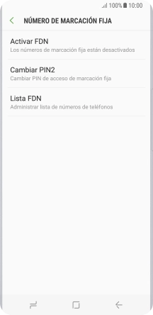Pulsa Activar FDN para activar la marcación fija.