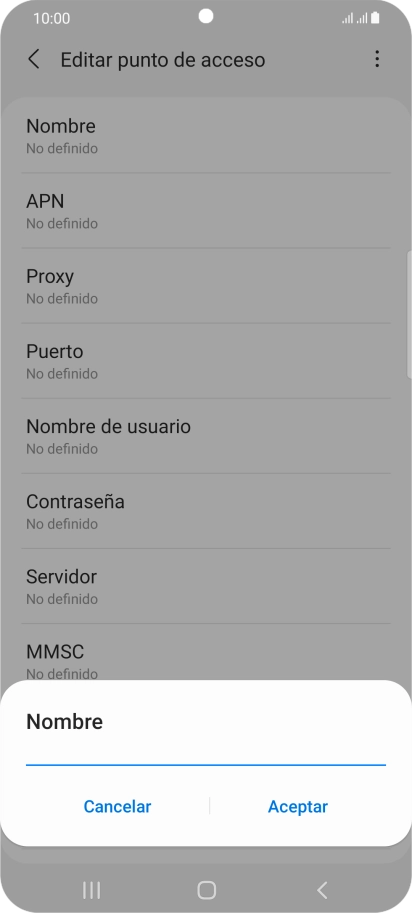 Introduce Vodafone Internet y pulsa Aceptar.