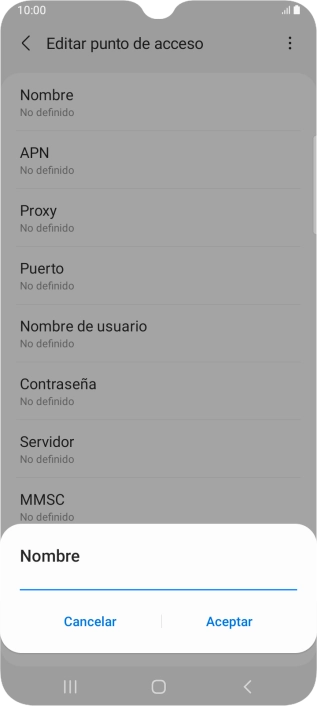 Introduce Vodafone Internet y pulsa Aceptar.