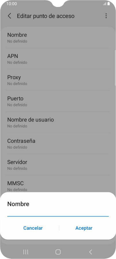 Introduce Vodafone Internet y pulsa Aceptar.
