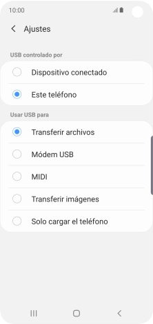 Pulsa Transferir archivos para activar la función.