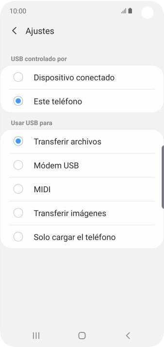 Pulsa Transferir archivos para activar la función.