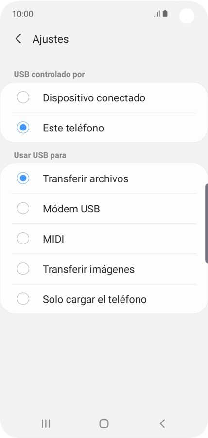 Pulsa Transferir archivos para activar la función.