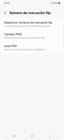 Pulsa Desactivar números de marcación fija.